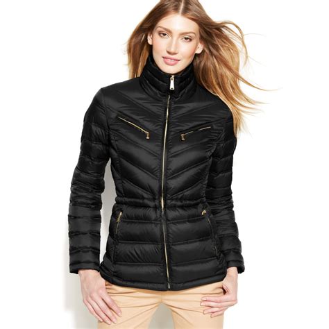 women michael kors black puffer jacket|Michael Kors ladies padded coats.